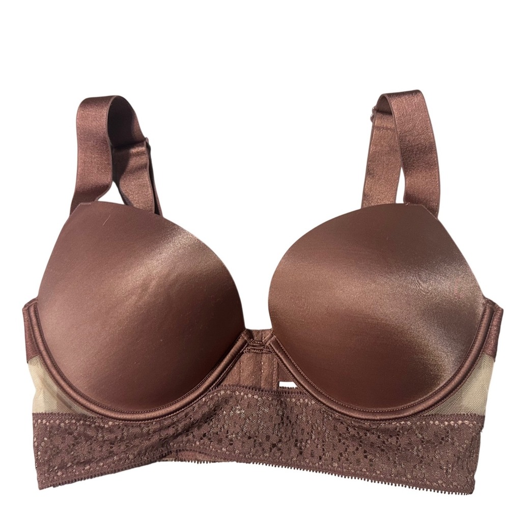 Victoria's Secret Very Sexy Push-Up Bra 34C Brown Satin Lace Longline Underwire